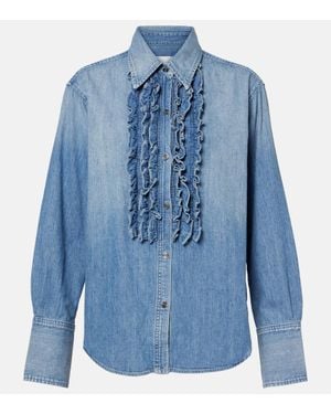 Citizens of Humanity Ruffled Denim Shirt - Blue