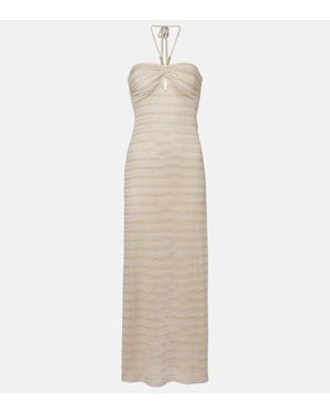 Melissa Odabash Mila Off-Shoulder Lame Maxi Dress - Natural