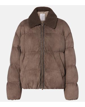 Brunello Cucinelli Suede Down Jacket - Brown