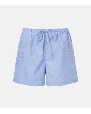 Hunza G Striped Cotton Poplin Shorts - Blue