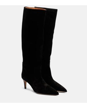 Paris Texas 60 Suede Knee-High Boots - Black