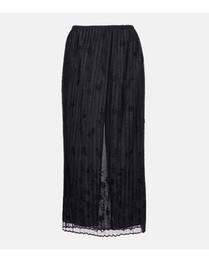 TOTEME Embroidered Plisse Tulle Midi Skirt - Black