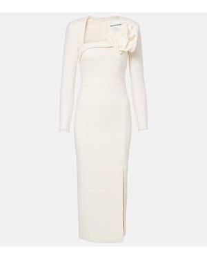 Roland Mouret Floral-Applique Crepe Midi Dress - White