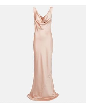 Norma Kamali Draped Satin Gown - Natural