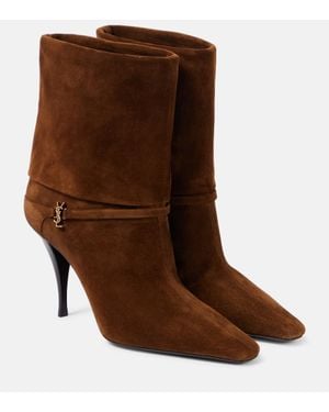 Saint Laurent Niki Logo Boots - Brown