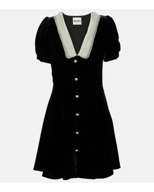 【MIU MIU】ベルベットミニドレス Miu Miu Velvet Mini Dress | Black | FARFETCH