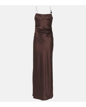 Sir. The Label Lush Beaded Silk Satin Slip Dress - Brown