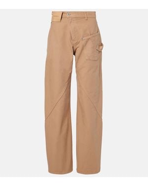 JW Anderson Twisted Wool Wide-Leg Pants - Natural