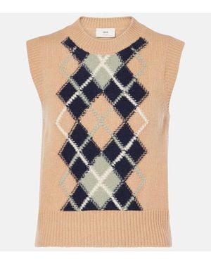 Ami Paris Pullunder Aus Wolle Und Kaschmir - Blau