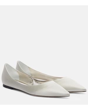 Jimmy Choo Ballerinas Love Aus Satin - Weiß