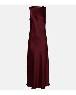 Asceno Valenica Silk Satin Maxi Dress - Purple