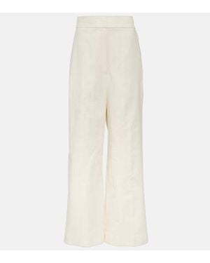KHAITE Banton Low-Rise Cotton Wide-Leg Pants - White