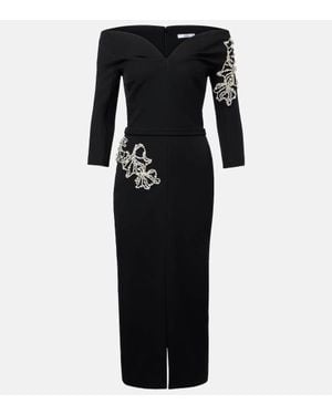 Safiyaa Midikleid Linda Mit Kristallen - Schwarz
