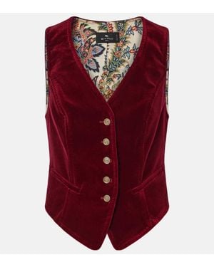 Etro Cotton Velvet Vest - Red