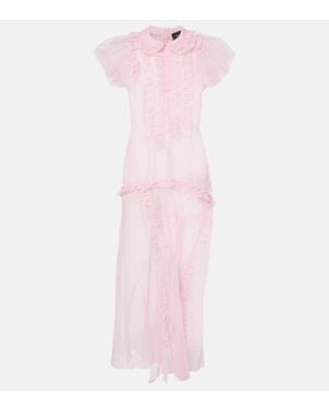 Simone Rocha Ruffled Sheer Tulle Midi Dress - Pink