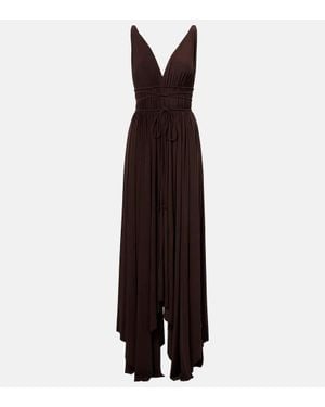 Norma Kamali Goddess Pleated Jersey Maxi Dress - Purple