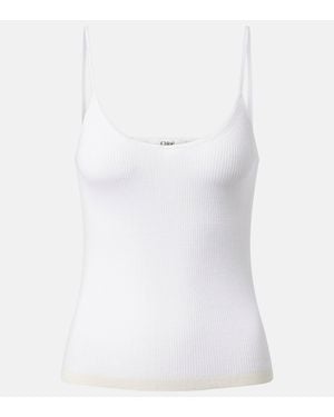 Chloé Ribbed-Knit Cotton Tank Top - White