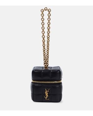 Saint Laurent Cassandre Carre Mini Leather Box Bag - Black