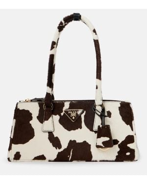 Prada Galleria Small Calf Hair Shoulder Bag - White