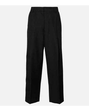 TOTEME High-Rise Twill Straight Pants - Black