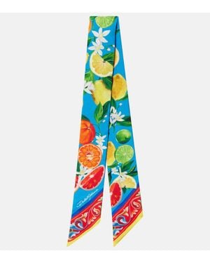 Dolce & Gabbana Bedrucktes Tuch Aus Seiden-Twill - Blau