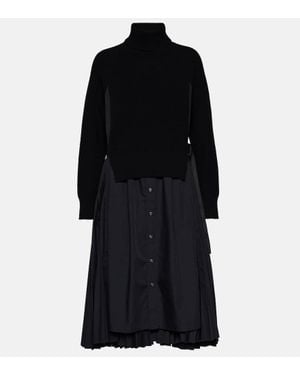 Sacai Turtleneck Midi Dress - Black
