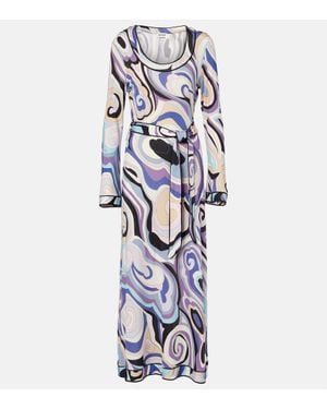 RIXO London Vero Printed Maxi Dress - Blue