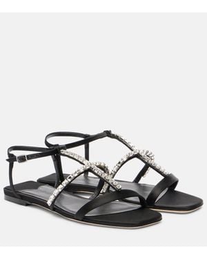 Jimmy Choo Sandalias Gwyn De Saten Adornadas - Negro