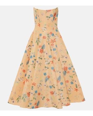 Markarian Rousseau Floral Strapless Midi Dress - Natural