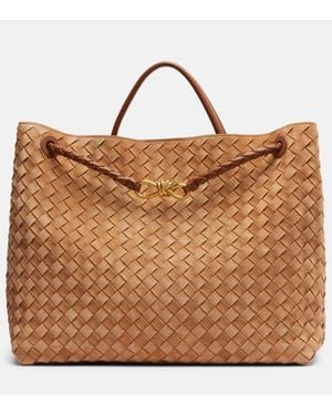 Bottega Veneta Andiamo Intrecciato Large Suede Tote Bag - Brown