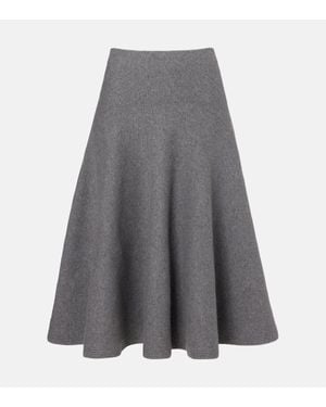 Alaïa Cashmere-Blend Midi Skirt - Gray