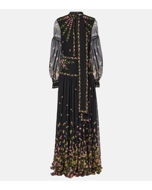 Erdem Floral Silk Voile Gown - Black