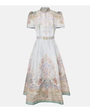 Zimmermann Eden Linen And Silk Midi Dress - White