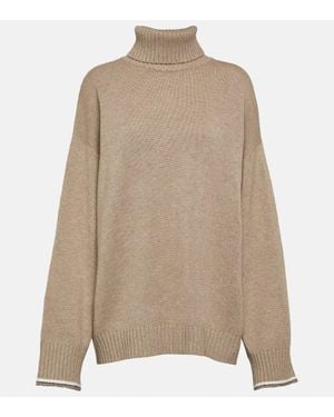 Brunello Cucinelli Pullover Aus Wolle, Kaschmir Und Seide - Natur
