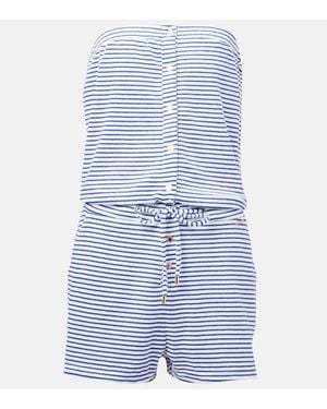 Melissa Odabash Venus Cotton-Blend Terry Romper - Blue