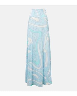 PUCCI Marmo High-Rise Satin Jersey Maxi Skirt - Blue