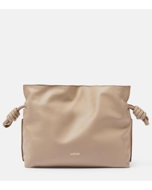Loewe Flamenco Medium Leather Clutch - Natural
