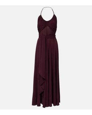 Alaïa Draped Halterneck Jersey Maxi Dress - Purple