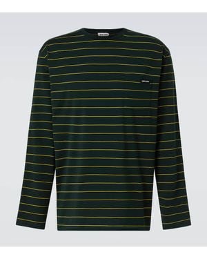 Miu Miu Striped Cotton Jersey T-Shirt - Green