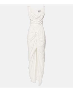 Vivienne Westwood Panther Gathered Asymmetric Maxi Dress - White
