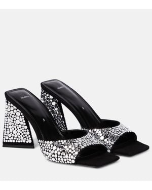 The Attico Mini Devon 85 Embellished Suede Mules - Black