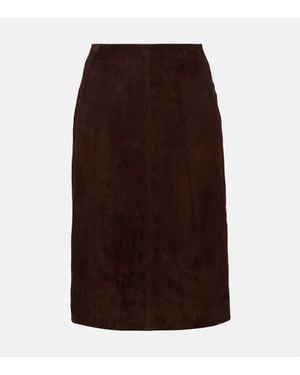Nour Hammour Lady Skirt Suede Midi Skirt - Brown