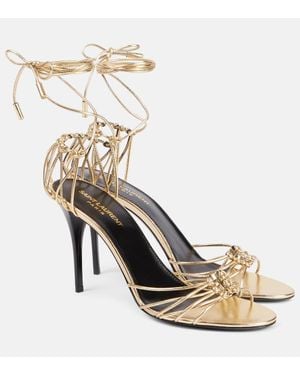 Saint Laurent Sandalias Babylone 90 De Piel - Metálico