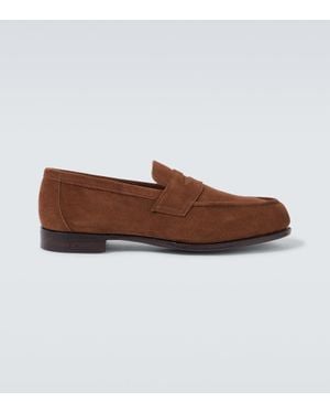 George Cleverley Cannes Suede Penny Loafers - Brown