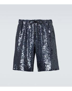 Dries Van Noten Bermuda-Shorts Mit Pailletten - Blau