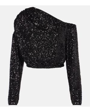 Diane von Furstenberg Belle Sequined Asymmetric Top - Black