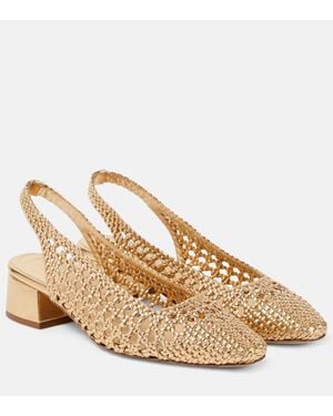 Souliers Martinez Slingback-Pumps Nova Terragona Aus Metallic-Leder - Natur
