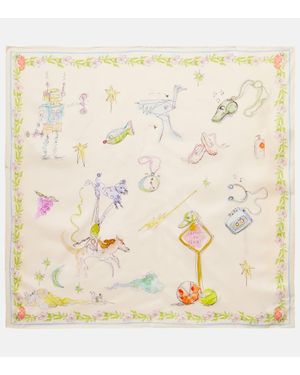 ALÉMAIS Court Printed Silk Scarf - Metallic
