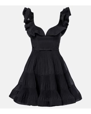 Zimmermann Pleated Ruffled Minidress - Black
