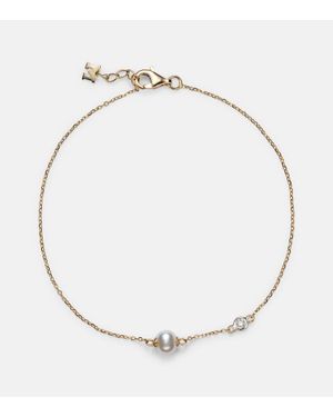 Mateo 14Kt Chain Bracelet With Diamonds And Pearls - Natural